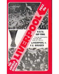 1976 UEFA Cup Final Official Programme Liverpool v Bruges