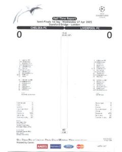 Chelsea v Liverpool half time report 27/04/2005