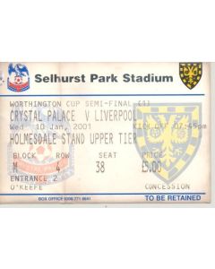 Crystal Palace v Liverpool ticket 10/01/2001