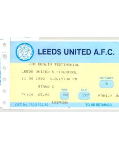 Leeds United v Liverpool ticket 11/08/1992