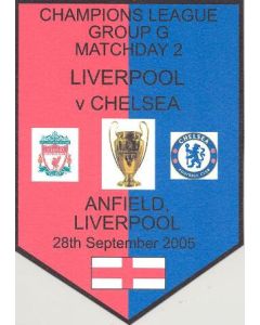 Liverpool v Chelsea plastic pennant souvenir 28/09/2005