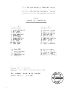 Liverpool v Juventus official teamsheet with an enclosed Communique 29/05/1985 European Cup Final