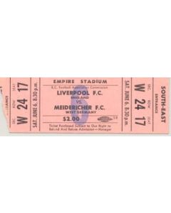 Liverpool v Meidericher, West Germany ticket stub, match played in the USA